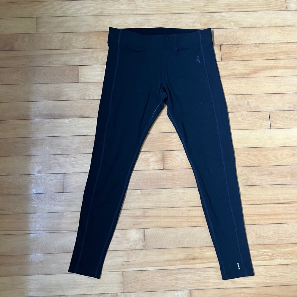Smartwool Womens Merino Wool Blend Active Leggings Black Small Stash Pocket